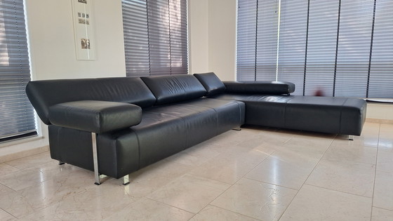 Image 1 of 2 black leather designer sofas by FSM (De Sede) model Velas