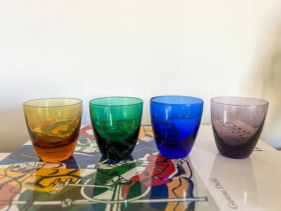 Image 1 of 4x vintage gekleurd borrelglas / shotglas italiaans 50’s 