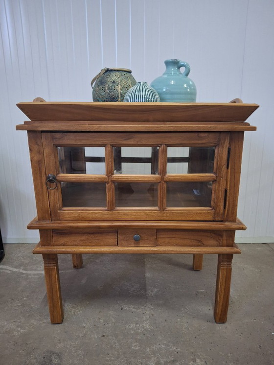 Image 1 of Magnifique meuble à thé en teck neuf avec porte et tiroir