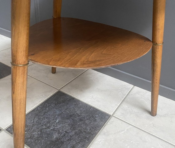 Image 1 of High wood coffee table,  triangle shape 1960s