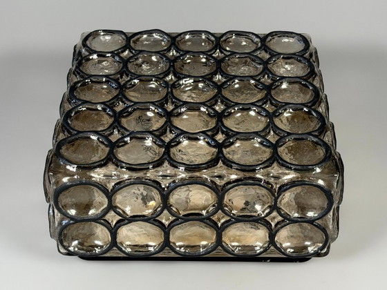 Image 1 of Lámpara de techo de los años 60/70, Glashütte Limburg, Alemania, plafoniere, vidrio y metal.