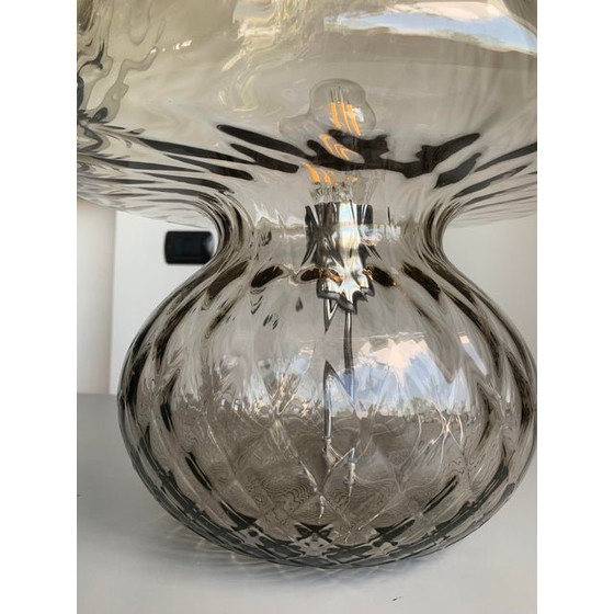 Image 1 of Smoked Fume' Murano Style Glass Table Lamp With Diamond Processing "Ballotton" Lamp