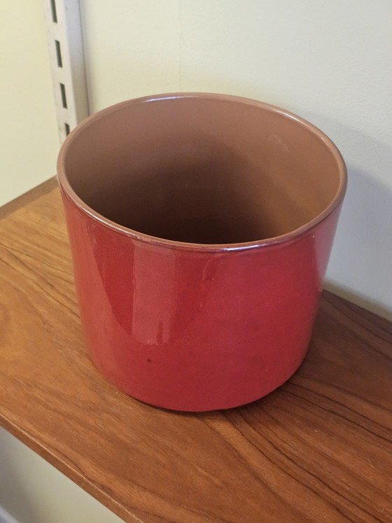 Image 1 of Large Vintage Red Flowerpot Red