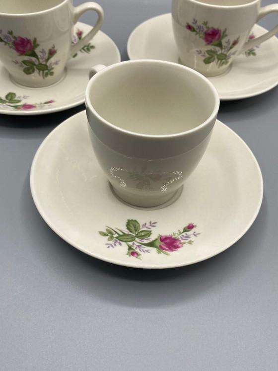 Ensemble de 3 tasses et soucoupes en porcelaine – Motif Rose – Boshan China – Objets déco (photo 3 of 4)
