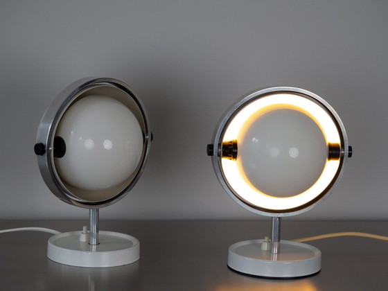 Pair of 2 Very Rare Moonlight Table/Wall Lamps by Flemming Brylle, 1960s – Pendant lamps, Aluminium (photo 10 of 11)