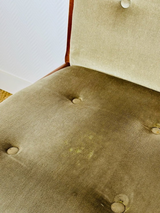 Image 1 of Set di 4 sedie da pranzo vintage in noce e velluto verde di G-Plan, 1970