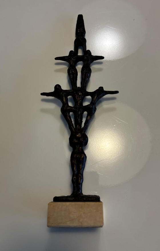 Image 1 of John Bier - sculpture, The Acrobats No. 6 - 38.5 cm - Bronze, Marble - 1987
