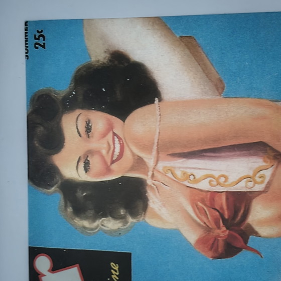 Image 1 of Stampa retrò pin-up incorniciata – Stile Gil Elvgren – Decorazione murale – 20 × 26 cm