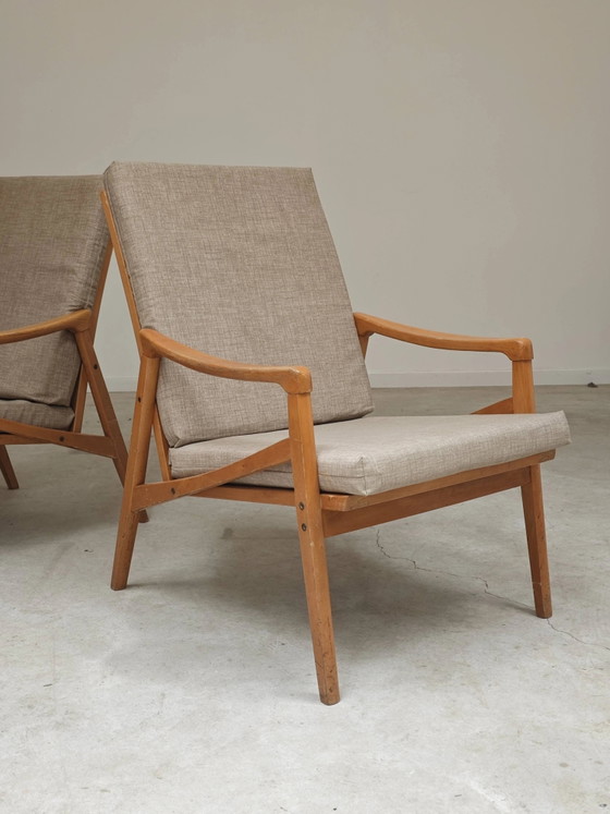 Pair of grey armchairs by Jiri Jiroutek for Intérier Praha – Wood, Mid Century Modern (photo 3 of 12)