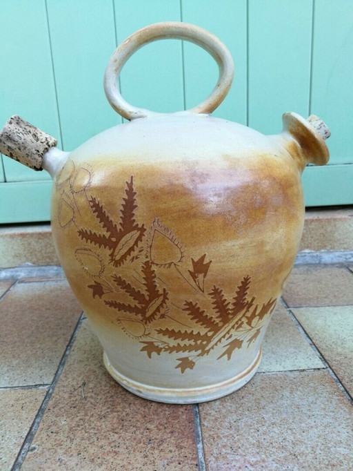 Rare Antique 19th Century Varnished Earthenware Oil Jar