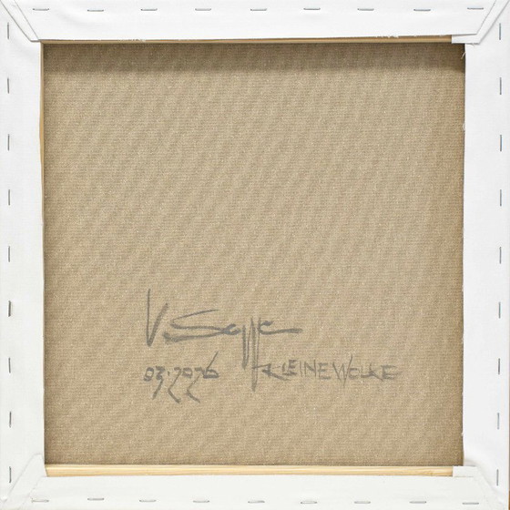 Image 1 of Schilderij "Klein wolkje", handgeschilderd uniek stuk, natuur, landschapsschilderij, lucht, acrylverf, 40x40 cm