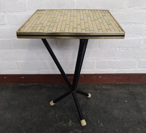 vintage side table with mosaic top