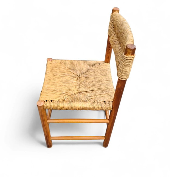 2 x pine wood woven reed dining chairs / France 1950s (photo 30 of 40)