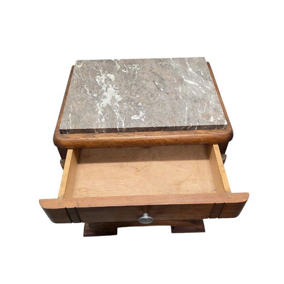 Image 1 of Frans Art Deco nachtkastje Venesta Mordex met marmeren blad