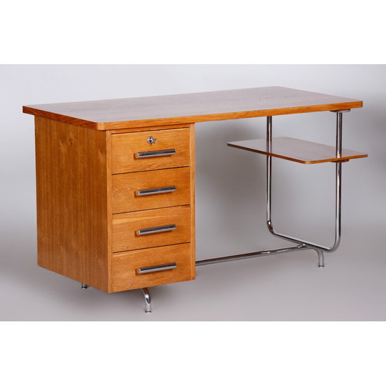 Image 1 of Vintage Bauhaus oakwood writing desk by Jindrich Halabala for Up Zavody, Czechia 1930s