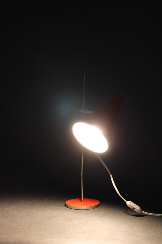 Image 1 of 1960er Josef Hurka Rote Tischlampe für Lidokov, Tschechoslowakei