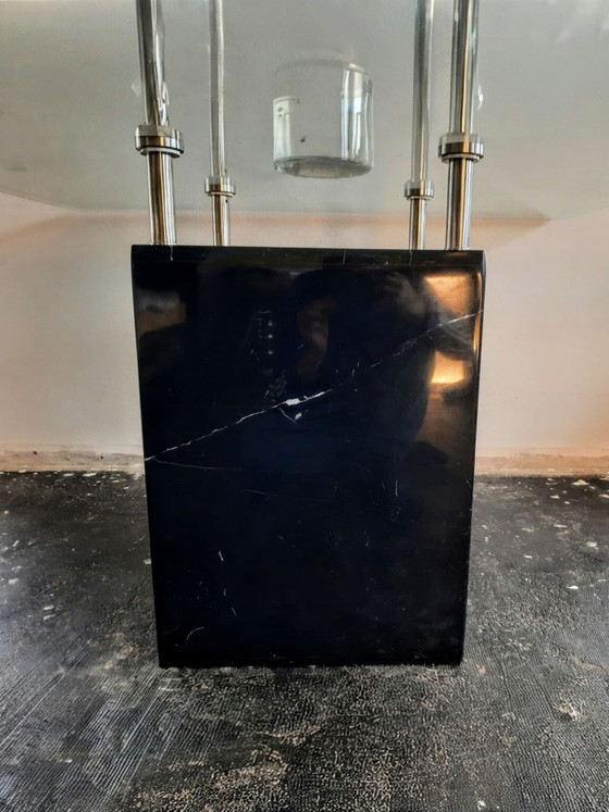 Artedi Dining Table, Nero Marquina Marble & Bevelled Glass (1970s-1980s), Black (photo 3 of 15)