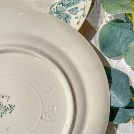 Set of 6 Antique Small Ironstone Plates "Figuig" – Longchamp 19th Century – Crockery, Vintage (photo 11 of 13)