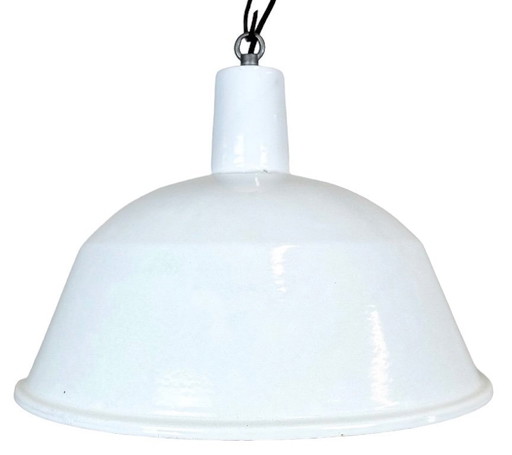 Industriële witte emaille hanglamp van Emax, jaren 60
