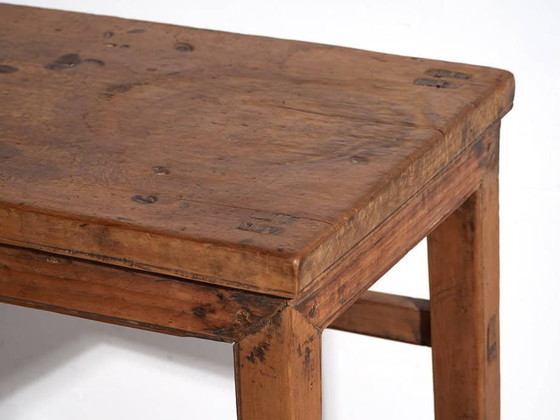 Antieke console tafel voor hal (ca. 1920), Hout, Bruin, Vintage (foto 17 van 19)