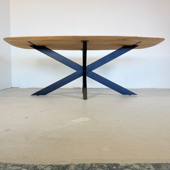 Solid Oak Danish Oval Dining Table 220x100 cm – Robuuste tafels, Wood, Metal (photo 4 of 12)