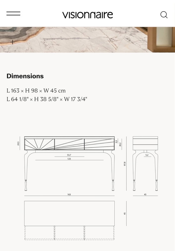 Image 1 of Designer Marble Console Table