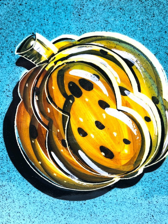 Assiette décorative R.W. Verdaame, céramique turquoise et jaune, Pichon Uzès, Vaisselle (photo 4 sur 10)