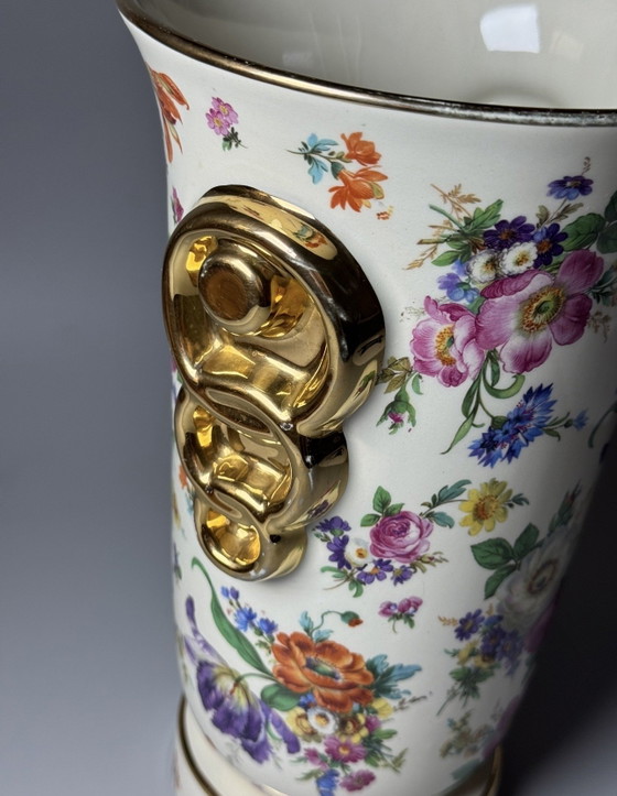 Image 1 of Boch Frères La Louvière Keralux Vaas “Fleurs de Saxe” — België, Art Deco Periode