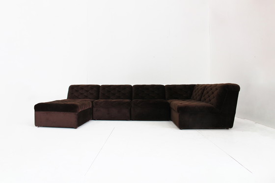 Image 1 of Vintage modular elements sofa velour brown 1970s