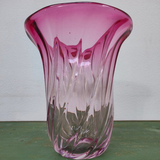 Image 1 of Grande vaso vintage in cristallo rosa Val St. Lambert
