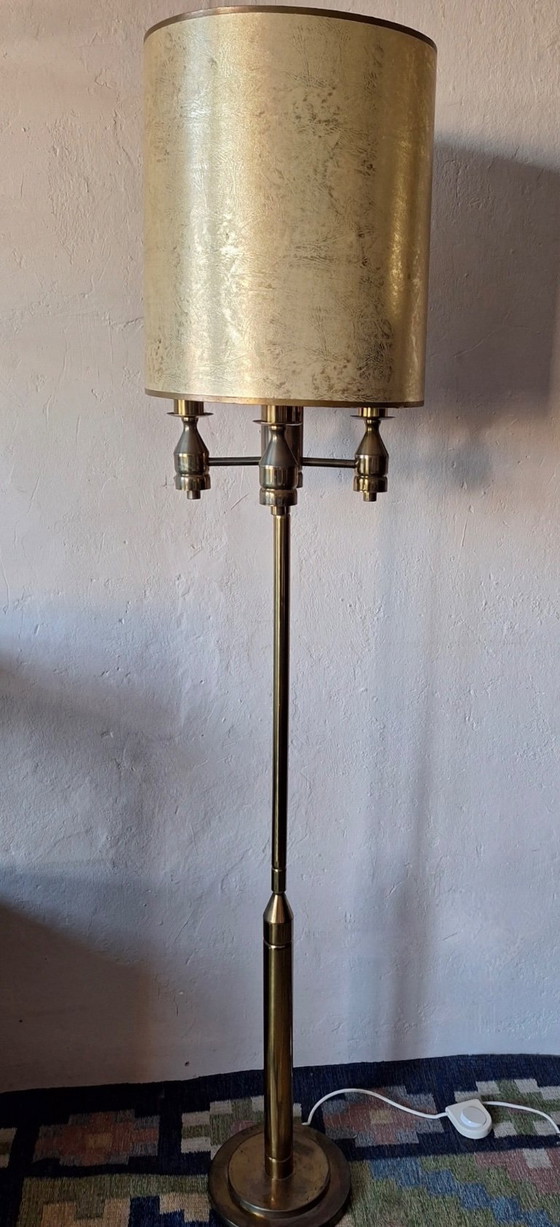 Image 1 of Brutalistische Stehlampe aus Messing mit vier Leuchten aus der Mitte des 20. Jahrhunderts, 1960er Jahre