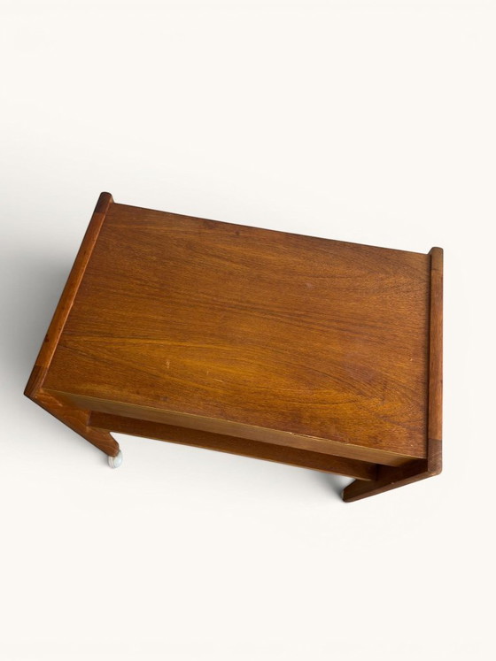 Deense Vintage Teak Trolley Op Zwenkwieltjes Met Lade – Serveerwagens, Wood (photo 3 of 5)