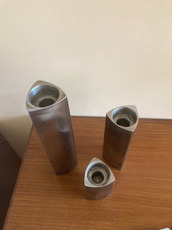 Image 1 of Set of 3 Vintage candlesticks Herstal Denmark