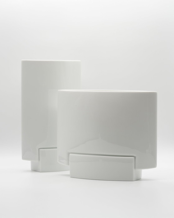 Image 1 of Vintage Rosenthal Porcelain XL Vase Duo Michael Boehm DEBUT 1980s Elegance Chic