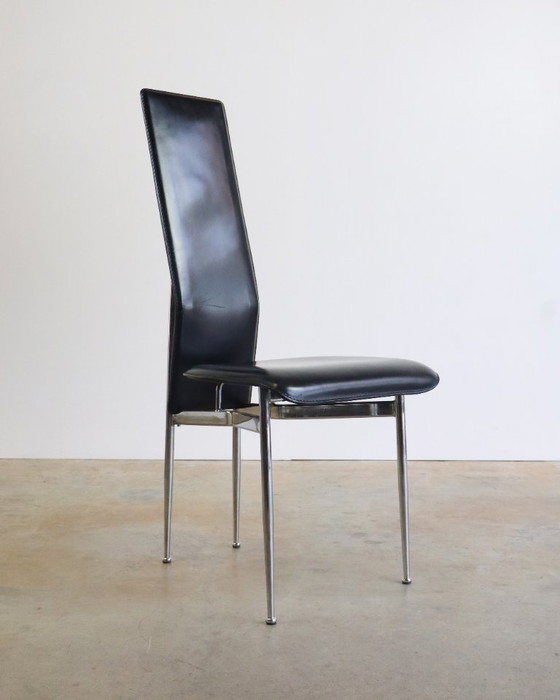 Image 1 of 6 fauteuils en cuir Fasem S44 de Giancarlo Vegni, années 80