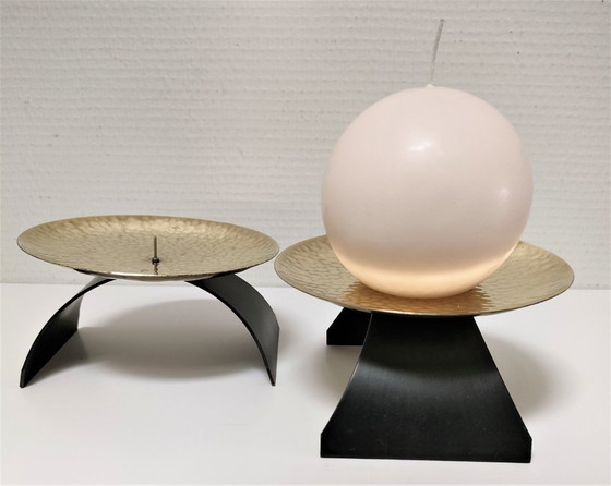 Image 1 of coppia di candelieri in ottone e metallo degli anni '70