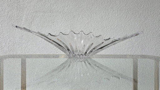 Gran centro de mesa de cristal francés vintage de mediados de siglo (64 cm)