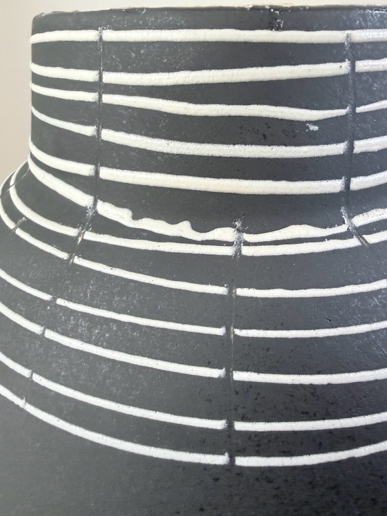 Vaso vintage Scheurich Keramik, decoro grafico, 35 cm, Scheurich W-Germany, Vasi, Ceramica, Nero (foto 9 di 12)