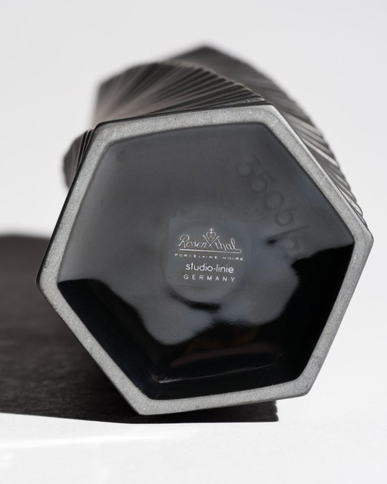 Image 1 of ROSENTHAL Studio-Line WERNER UHL Vase PISA 4× Ensemble Bisque Porcelaine Noire 1985