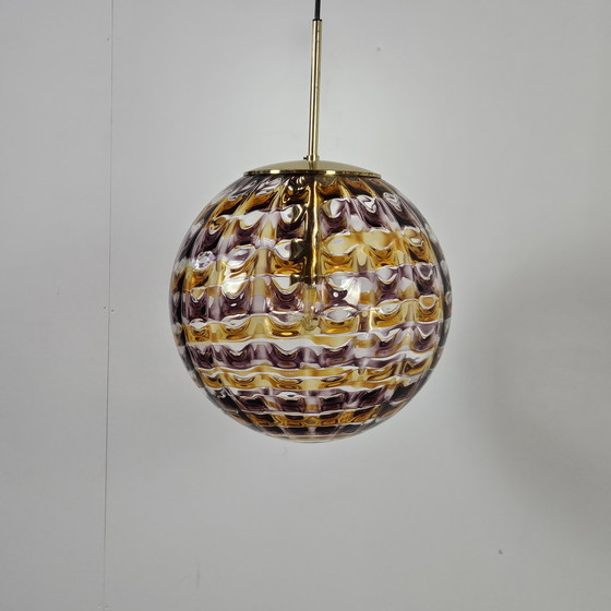 Image 1 of Lampada a sospensione vintage italiana in vetro