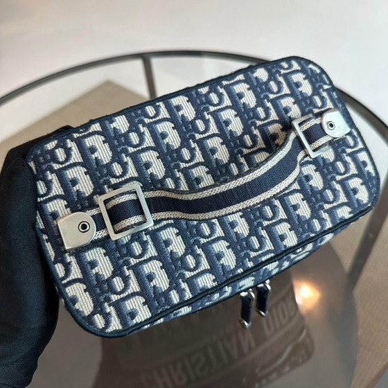 Image 1 of DIOR VANITY OBLIQUE EMBROIDERY TOP HANDLE CAG IN JACQUARD BLUE SHW