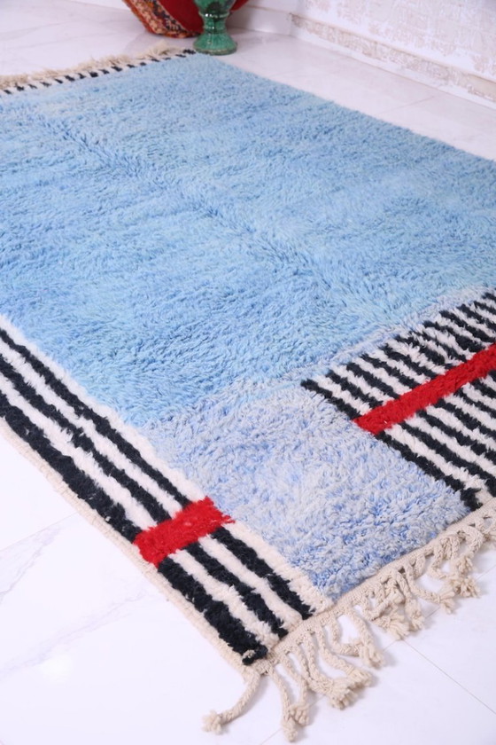 Image 1 of Handmade Beni Ourain Wool Rug: Minimalist Boho Decor 3X2m