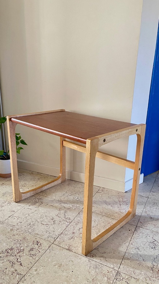 Mesa de centro vintage de madera exótica