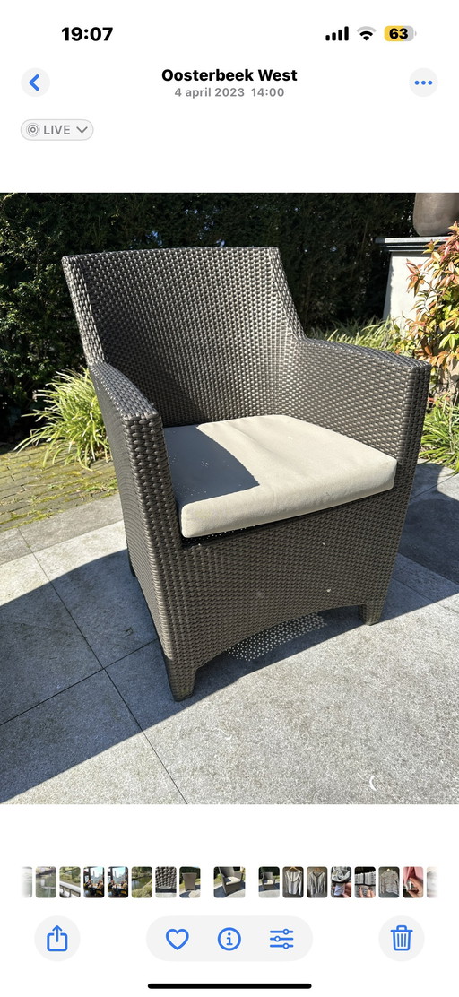 Chaises de jardin Dedon (10 pièces) type Barcelona, couleur Bronze