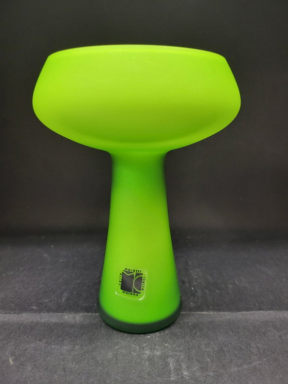 Carlo Moretti Murano vaas, limoengroen glas, Vazen, Murano Glas, Italian Design (foto 2 van 5)