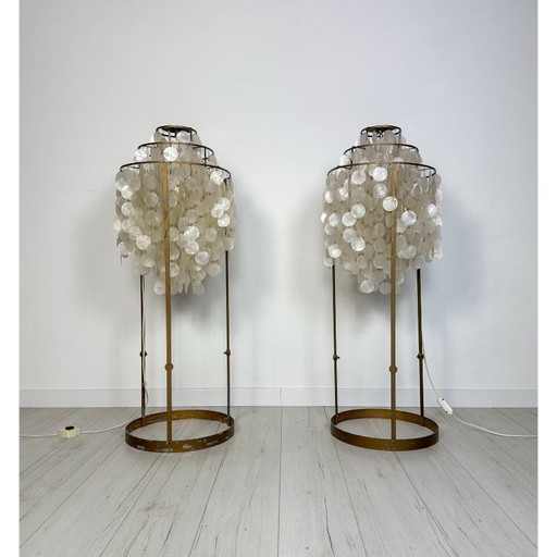 Vintage Metal Floor Lamps with Shell Discs Verner Panton