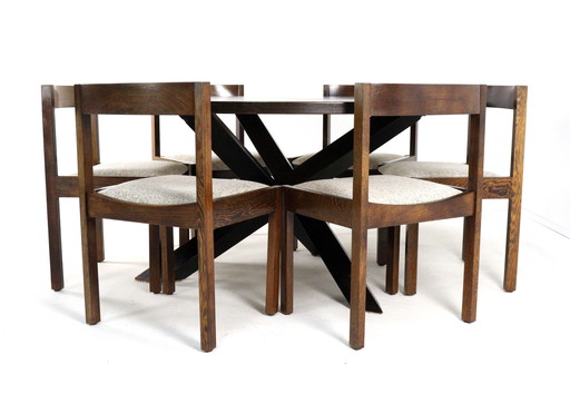 Gerard Geytenbeek ensemble table + 6 chaises wengé vintage