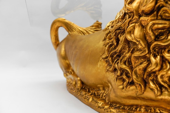 Image 1 of Vintage Italian Ceramic Handcrafted Lion Coffee Table, 1960s