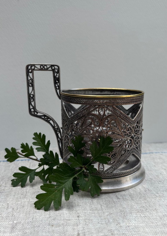 Set di 2 portabicchieri da tè vintage, anni '50 – Filigrane, Accessori da tavola, Metal (photo 7 of 10)