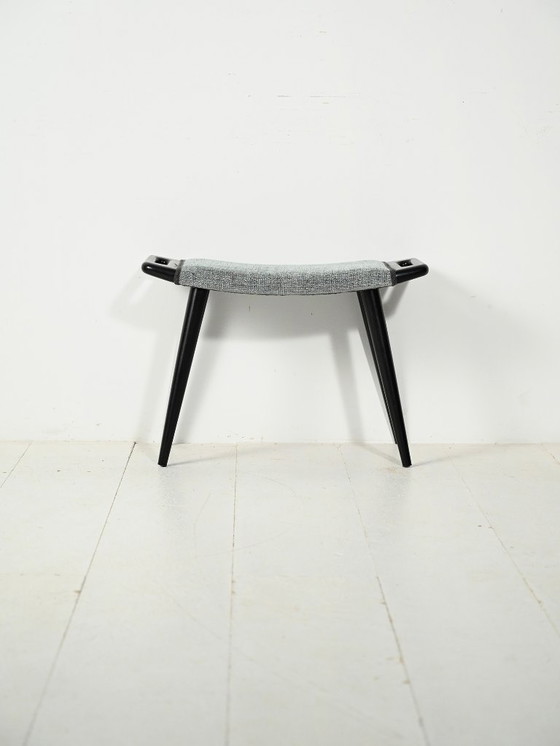 Image 1 of 1960s Scandinavian Black Lacquered Stool